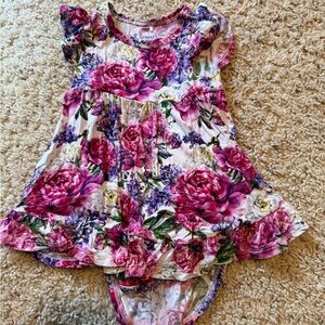 Posh Peanut Floral Dress with Pink & Purple Blooms
